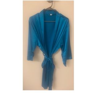 Teal silk robe